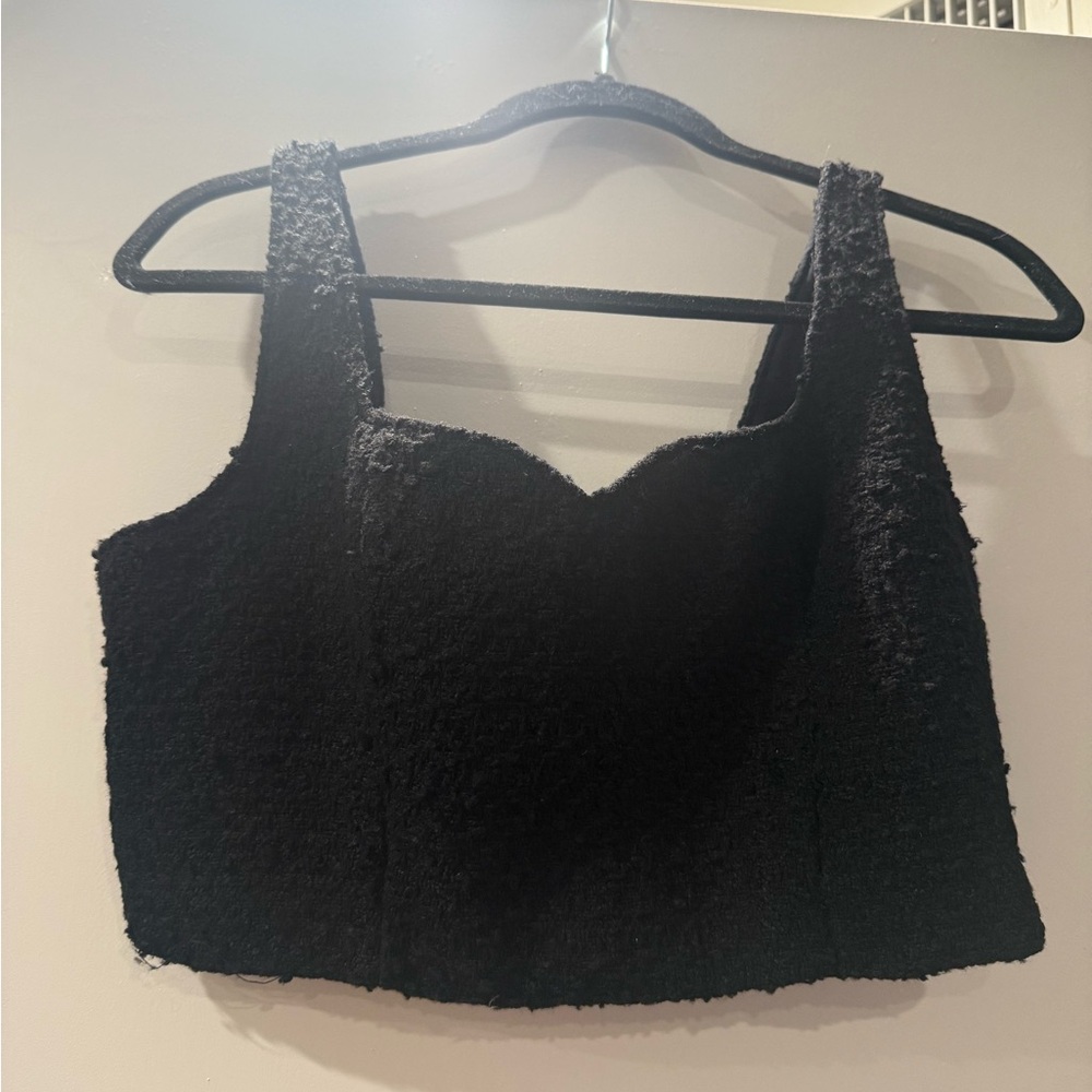 Abercrombie & Fitch Black Textured Sleeveless Tank